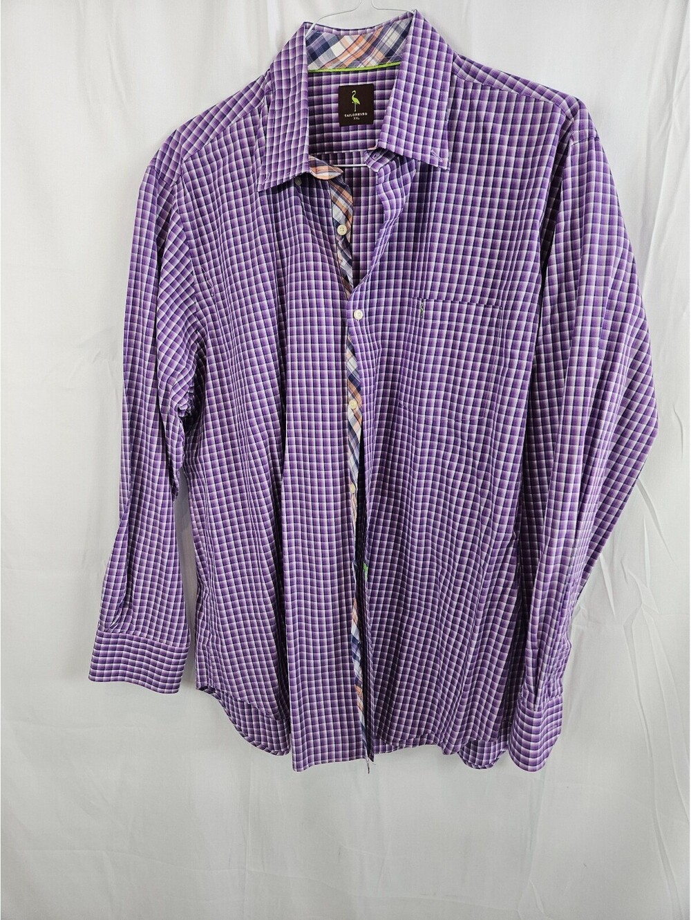 Tailorbyrd Men's XXL Purple Plaid Button-Up Shirt Flip Cuff